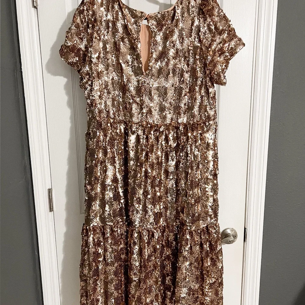 Anthropologie Bernadette Sequined Midi Dress